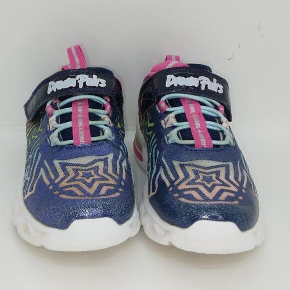 Dream Pairs Light Up Girls Pre-owned Blue/Pink Sparkly Velcr@ Sneakers - sz. 13 - Picture 3 of 7